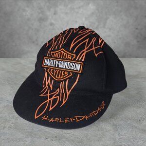 Vintage 90s 'Harley Davidson' faded black/orange snapback hat
